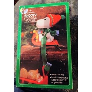 VTG 1965 SNOOPY & WOODSTOCK Sled Stocking Hanger Holder Holiday Peanuts Hallmark